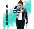 Women Blue Strip Style Jacket